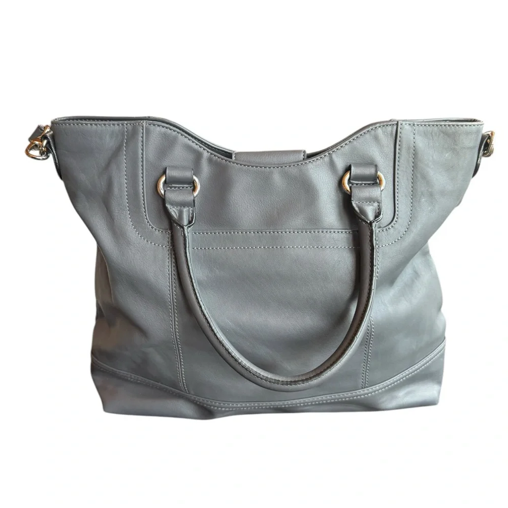 Tignanello Gray Leather Tote‎ Bag