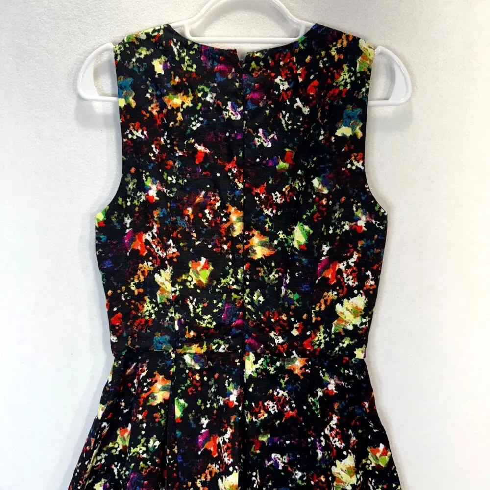 Gap Women's Confetti fit & flare Black Floral Printed Sundress Womens Size 0 NEW