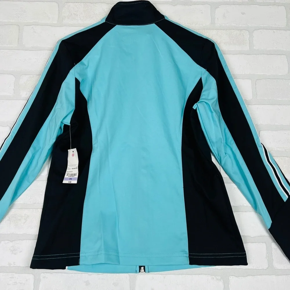 Made For Life Womens Petite Small Aqua Black Full Zip Athletic Jacket NWT‎