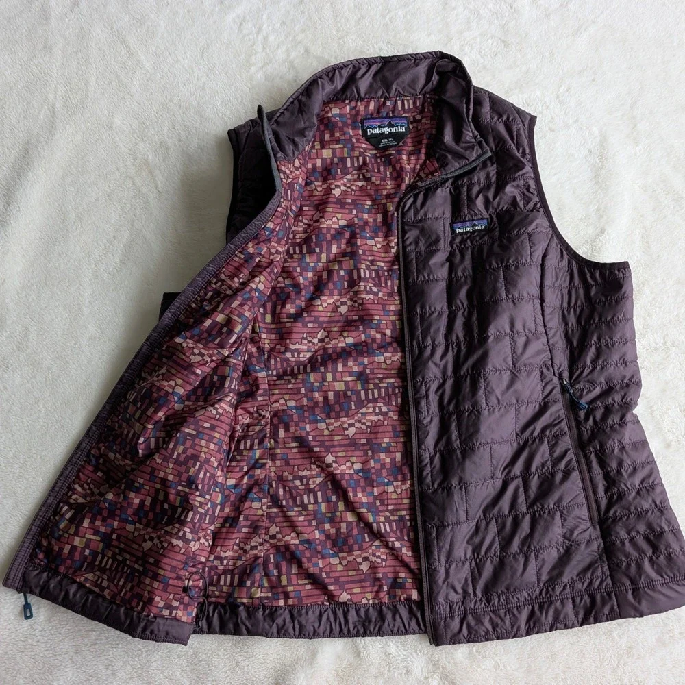 Patagonia Nano Puff Vest Womens XXL Purple Quilted Insulated Full Zip Puffer