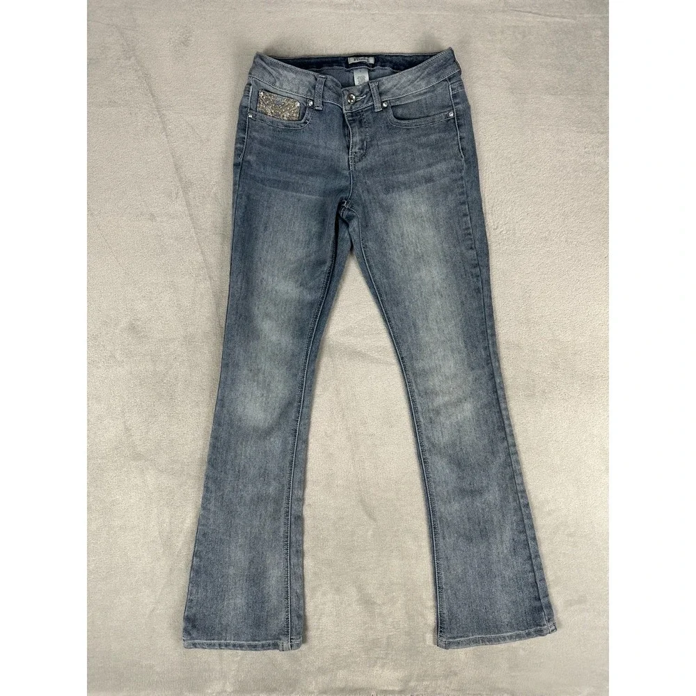 Mudd Skinny Boot Cut Jeans Juniors Size 9 Denim Jean Bling Pockets‎ Gem Accents