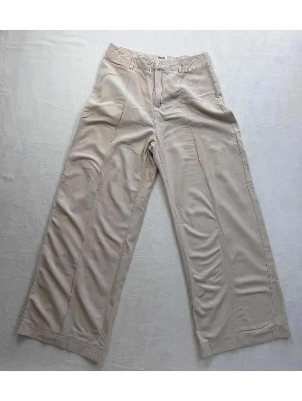 Princess Polly Beige High-Rise Wide Leg‎ Trousers Women's US 6