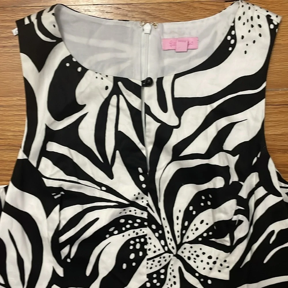 Lilly Pulitzer Forsythia Black and white shift dress 10‎