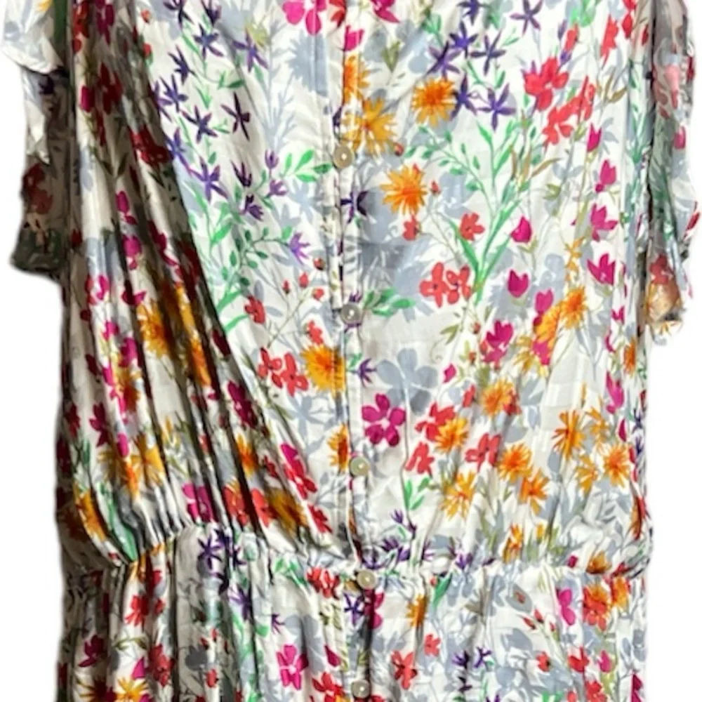 J. Jill Women’s Summer Garden Flowy Floral Maxi‎ Ruffle Dress Size XL Petite