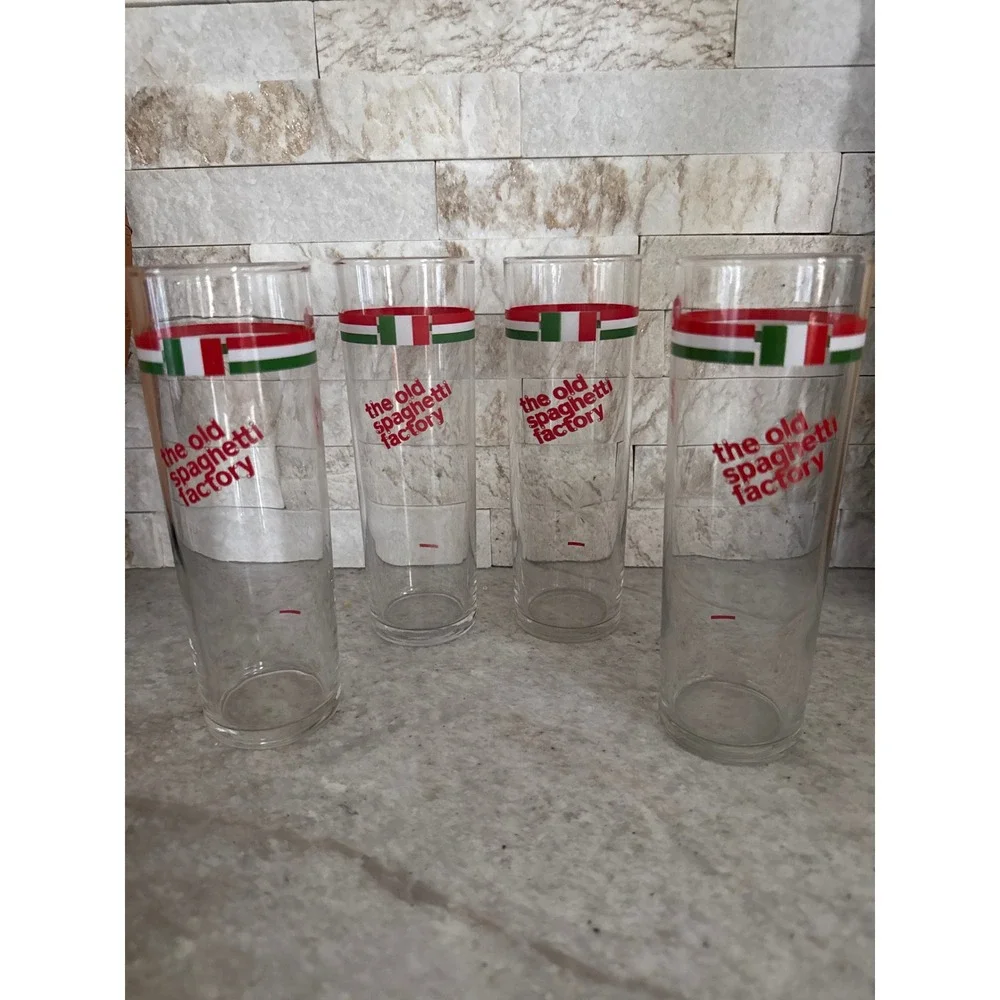 Old Spaghetti‎ Factory Glasses Set 4 Italian Stripe Tumblers 12 Oz 7