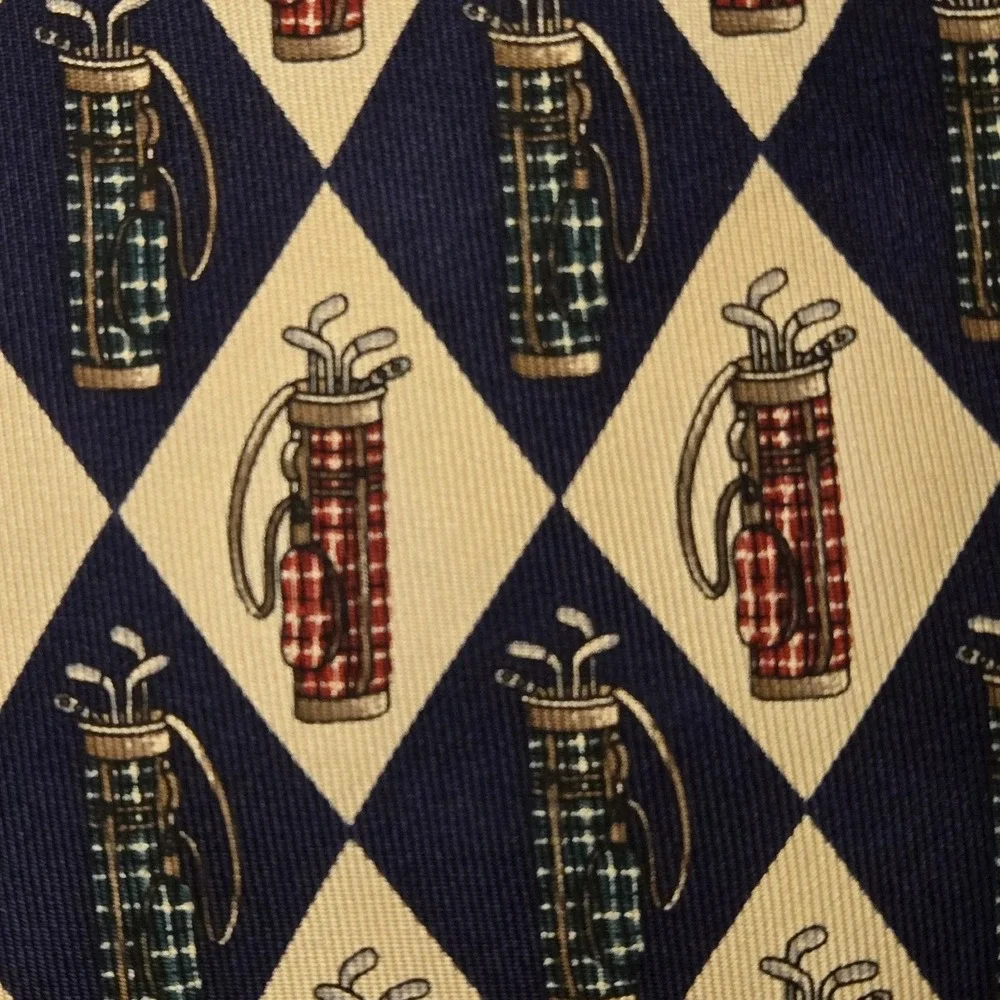 Vintage New Tommy‎ Hilfiger 100% Italian Silk Mens Necktie Golf Club Bag Tie