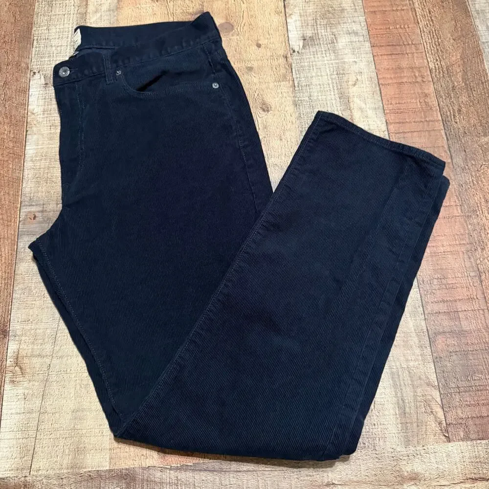 J. Crew Factory Men's Blue Corduroy Straight Leg Pants Sz 36x32 Classic Preppy