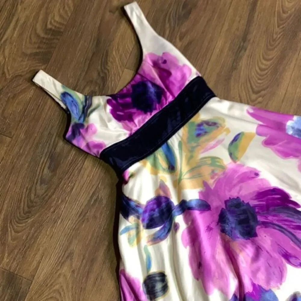 Y2k Floral water color‎ dress. Chiffon flowy fit & flare going out party dress