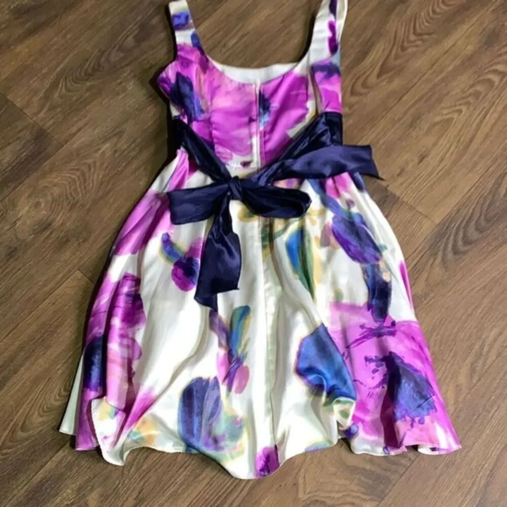Y2k Floral water color‎ dress. Chiffon flowy fit & flare going out party dress