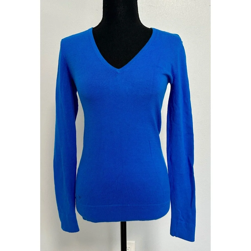Lilly Pulitzer Sweater Women XS Blue Excellent V-Neck Cotton Blend Long‎ Sleeve
