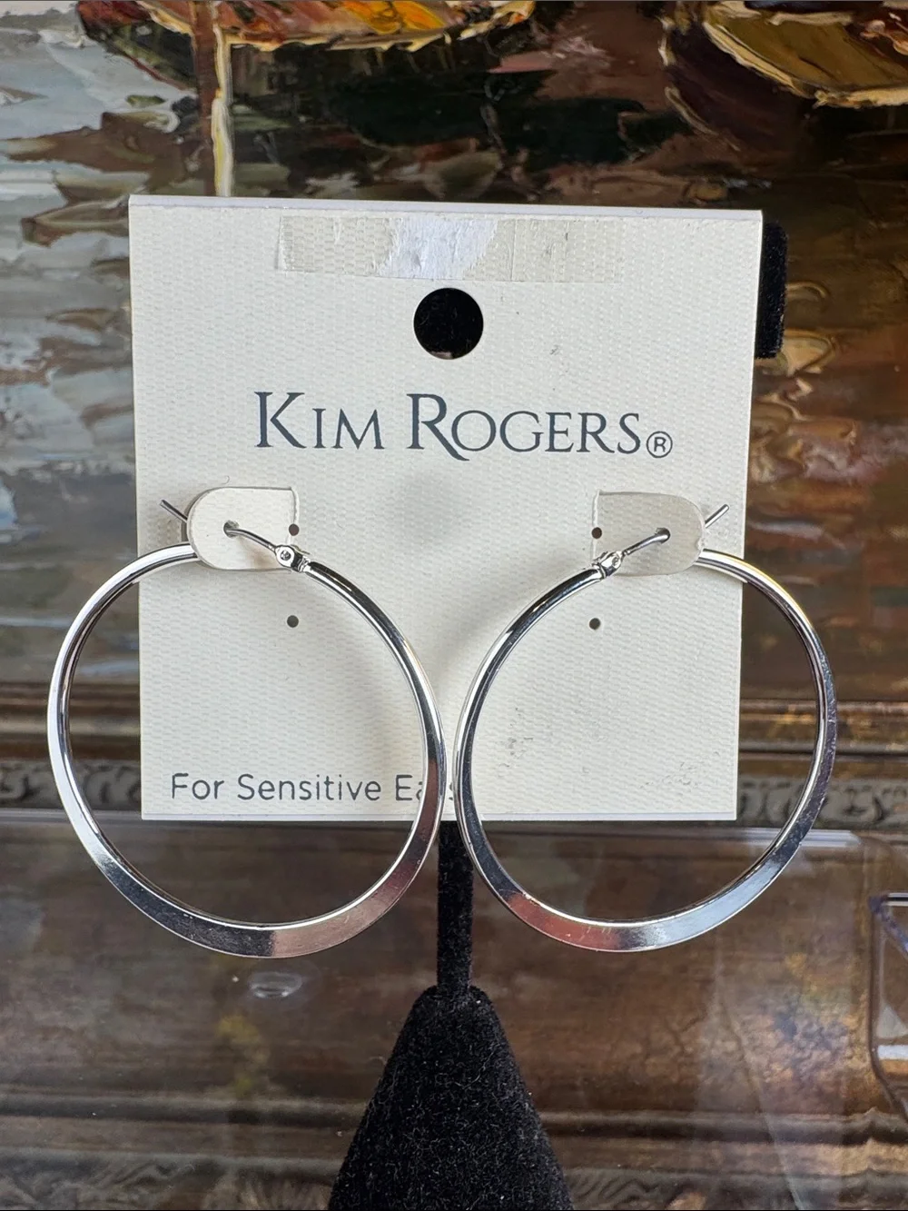 0617-Kim‎ Rogers Silver-Tone Thin Hoop Earrings