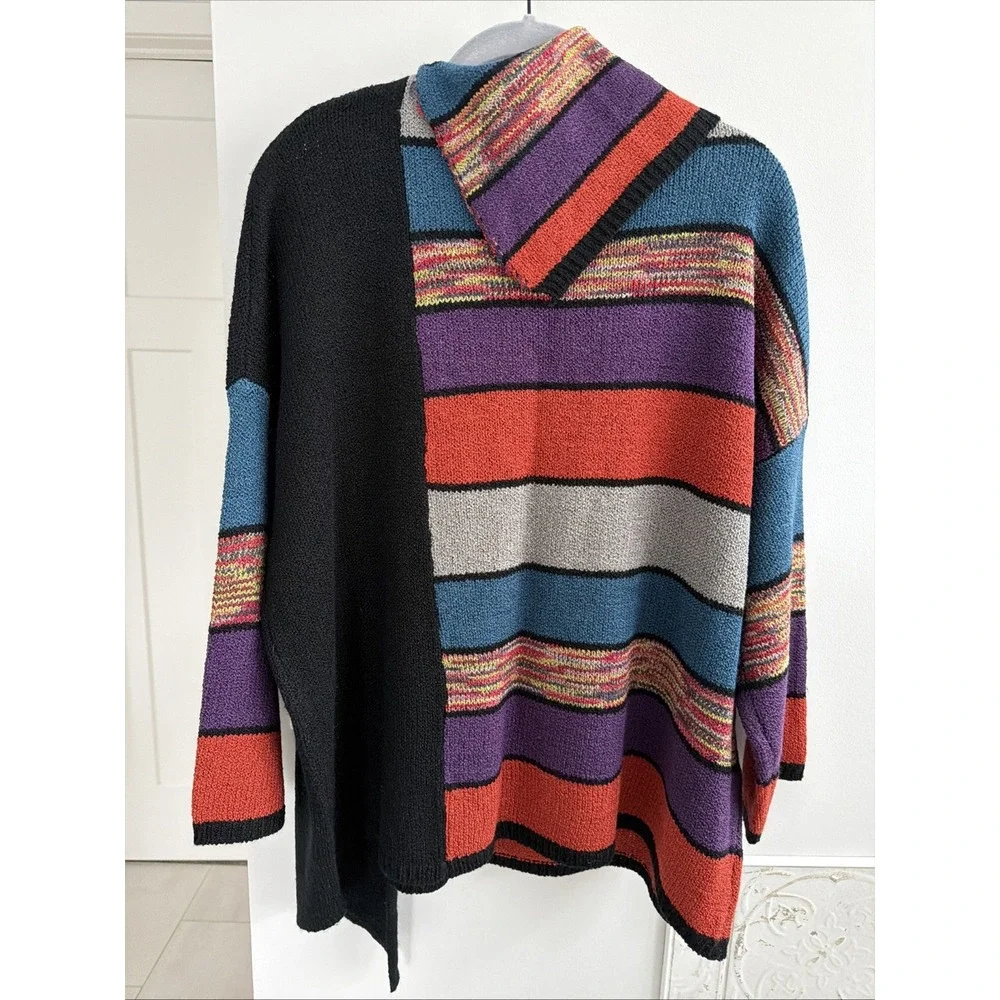Kaktus‎ Multicolor Asymmetrical Jewel Tones Cowl Neck Sweater One Size