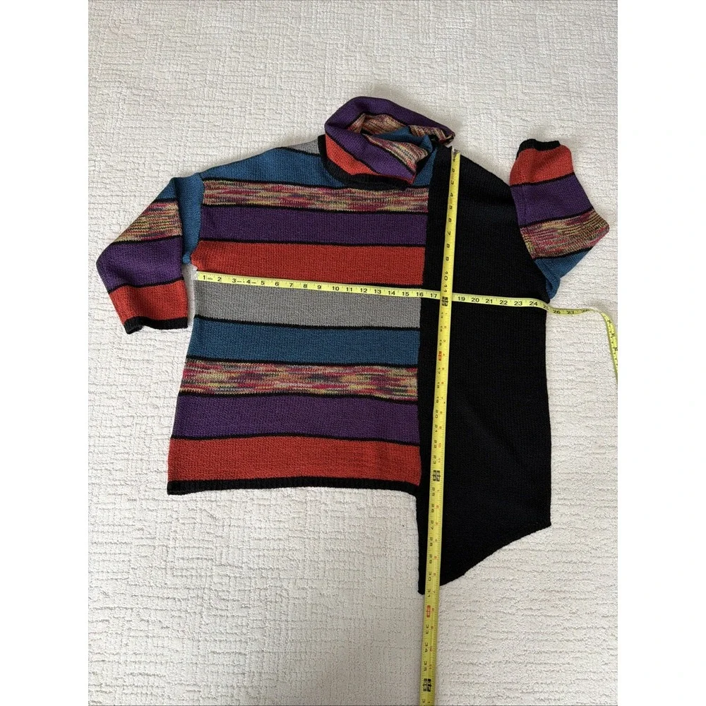 Kaktus‎ Multicolor Asymmetrical Jewel Tones Cowl Neck Sweater One Size