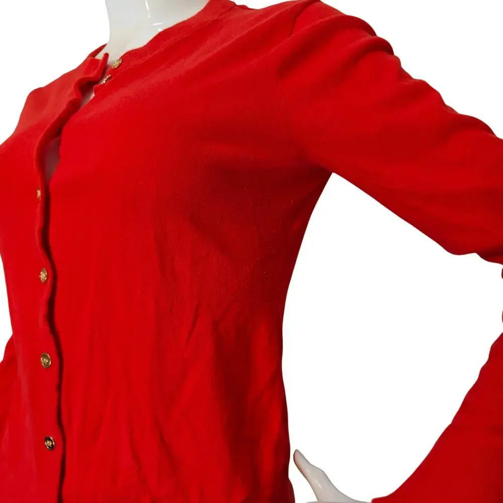 J.Crew Red Cotton Button Front Cardigan Sweater Size Small