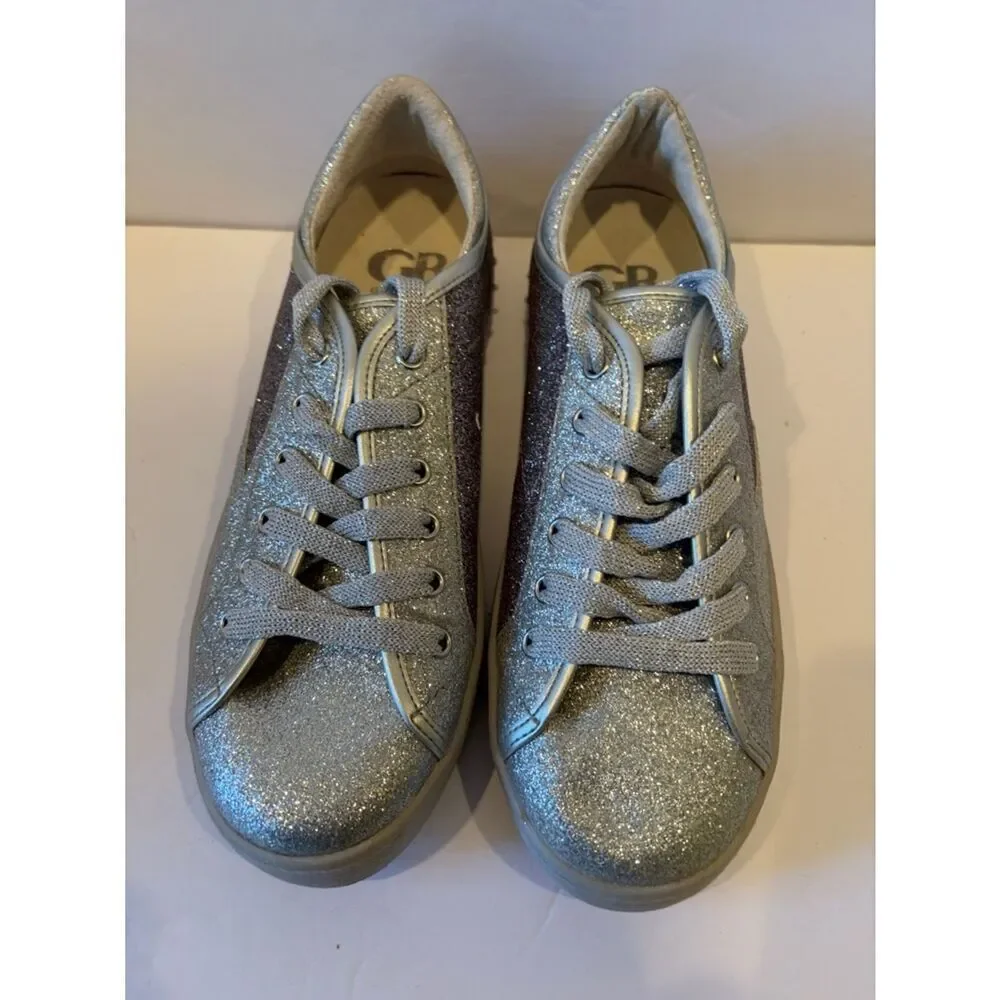 Sparkle Glitter Lace-Up Sneakers - Silver GB GIANNI BINI