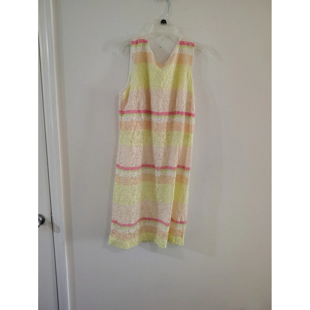 Ann Taylor Womens Size 14 Striped Floral Lace Sleeveless Shift Dress Multi-Color