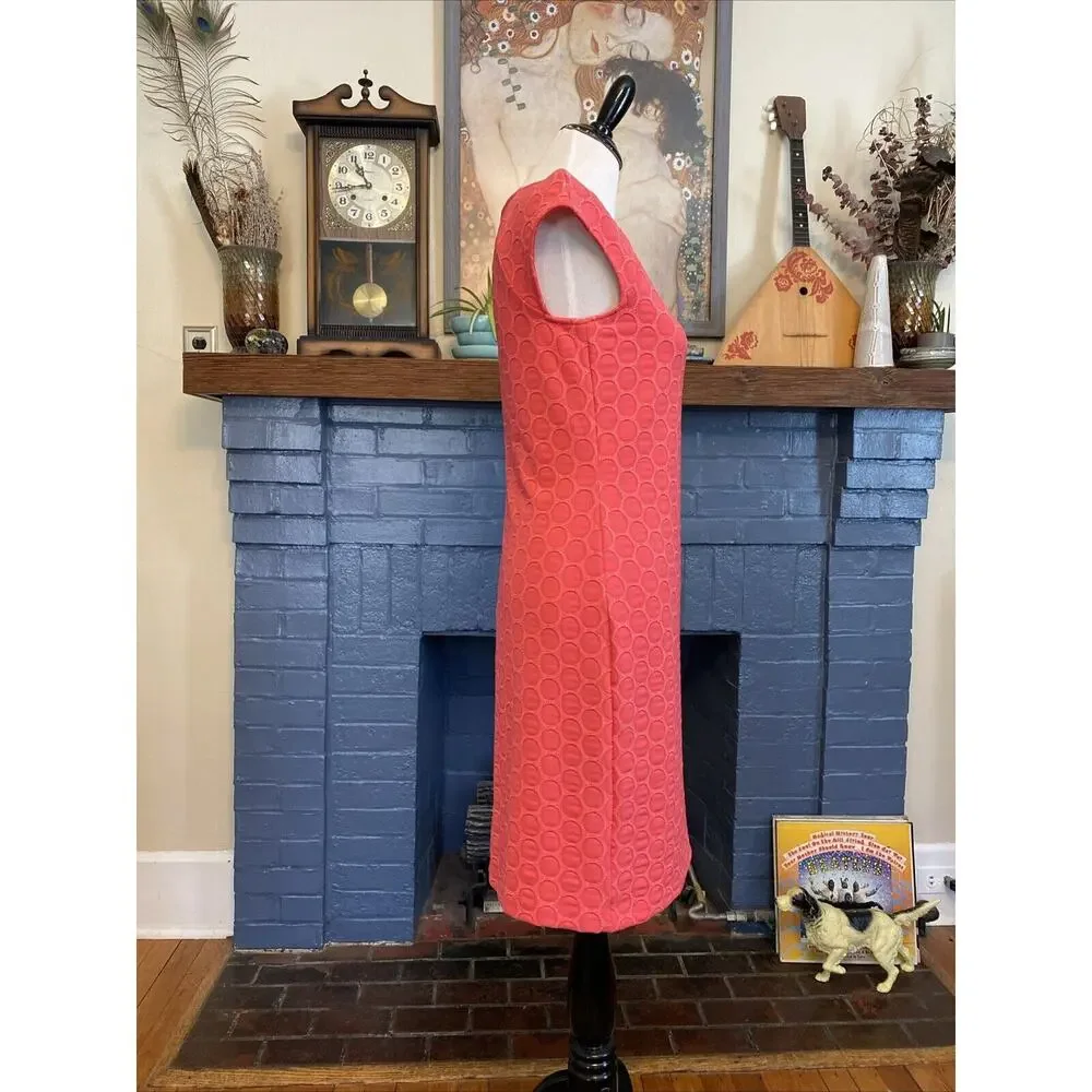 JULIA JORDAN Size 6 Tank Dress Coral Pink Textured Sleeveless Shift MIDI Size S