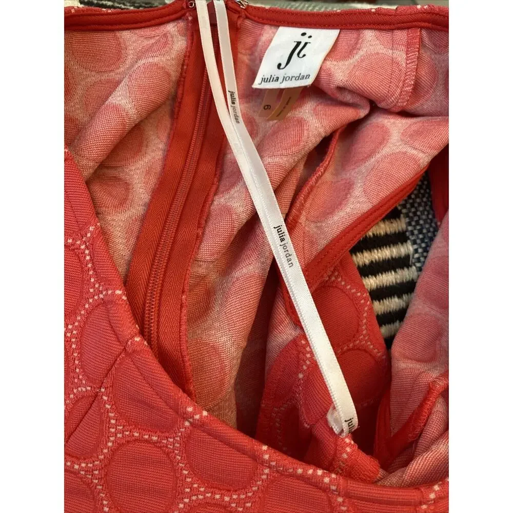 JULIA JORDAN Size 6 Tank Dress Coral Pink Textured Sleeveless Shift MIDI Size S
