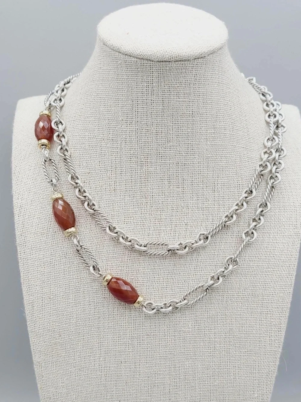 David Yurman Figaro Carnelian Station Necklace With Gold