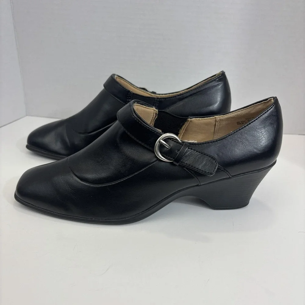 Kelly & Katie Wedge‎ Heel Shoes Womens Size 8.5 Black Pumps Buckle