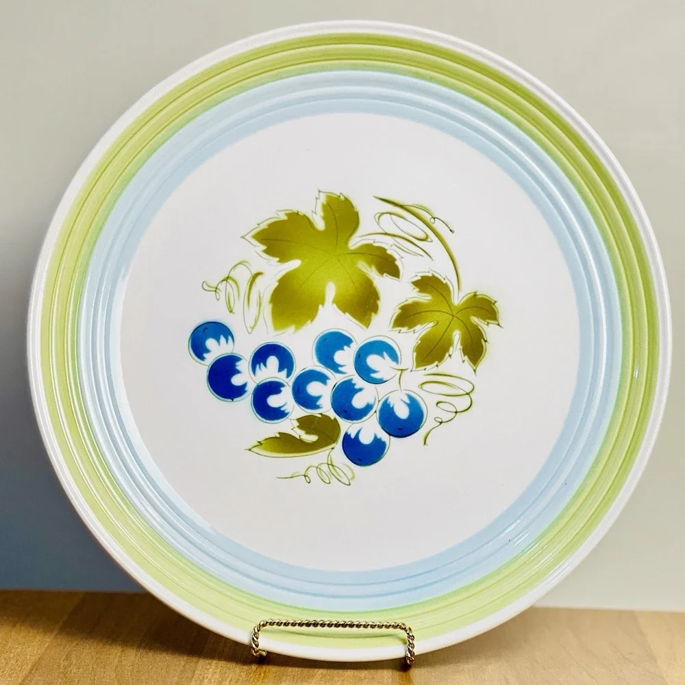 Vintage Blue Grapes Harmony House‎ Ironstone Stoneware Platter Chop Plate