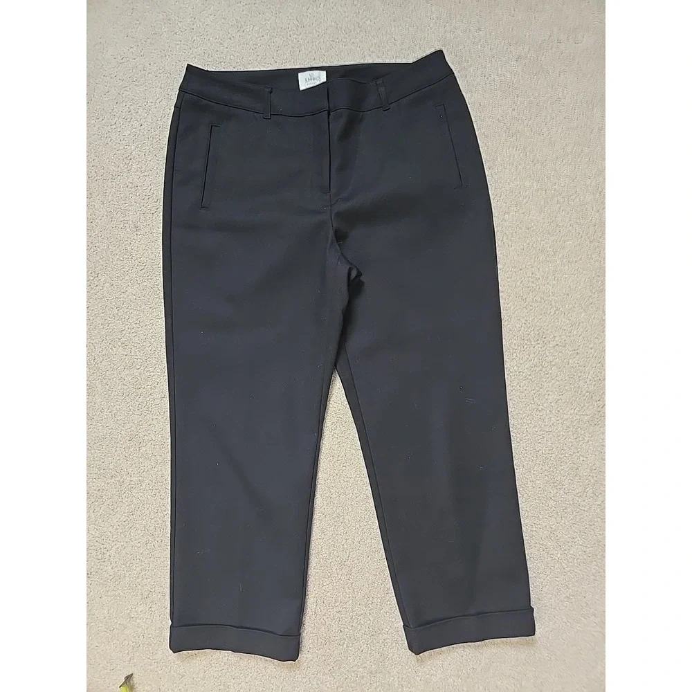 Chicos So Slimming 1 US 8 Capri‎ Pants Black Cuffed Hem Womens Cotton Stretch