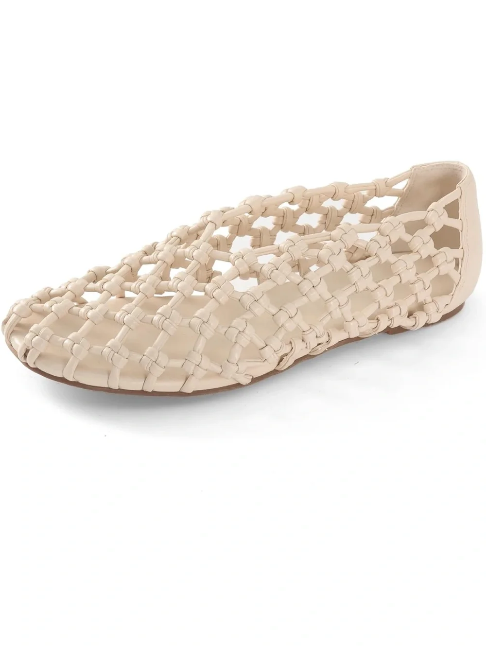 Mesh Ballet Flats for Women Faux Leather Mary Jane Shoes with Round Toe and Flat