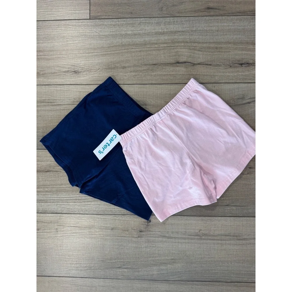 Carter's 2-Pack Biker Shorts Girls Size 8 Navy Pink‎ Elastic Waist Active Spring