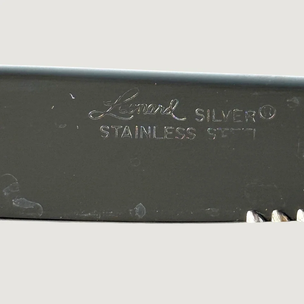 Leonard Silver Steak Knife Set 6pc Serrated Pistol Grip Stainless Steel Vintage
