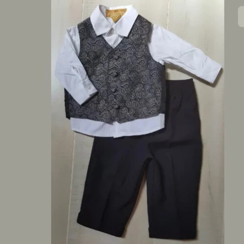 Young KINGS 12 mo Navy‎ Paisley Suit Set