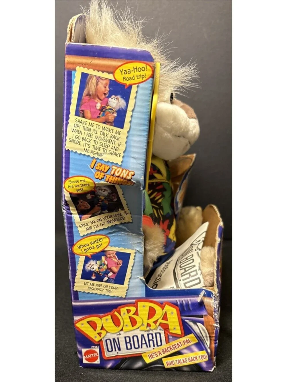NEW NIB NOS VTG 1998 Mattel Bubba on Board Talking Bear Works Suction Cups Paws