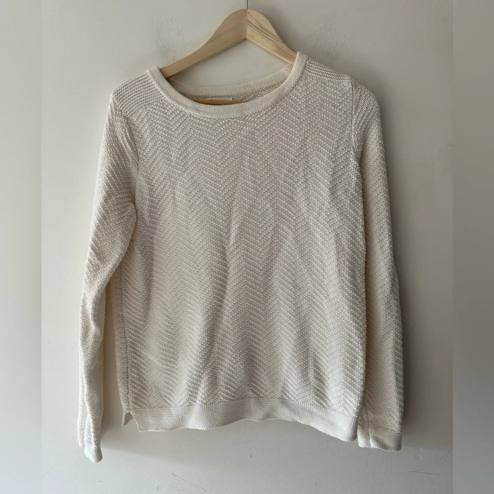 Old Navy‎ Cream Relaxed Textured Crewneck Sweater