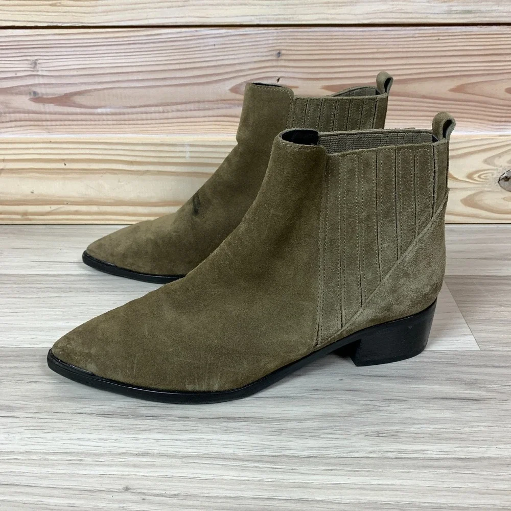 Mark Fisher Boots Womens 7.5 M Ankle Green Suede‎ Pointed Toe Chukka Bootie