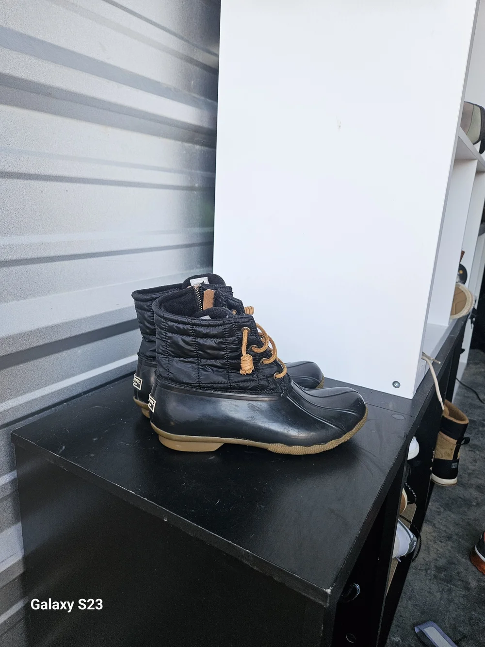 Sperry Saltwater Quilted Duck Boots Women’s 8.5 Black Waterproof Rain Boots