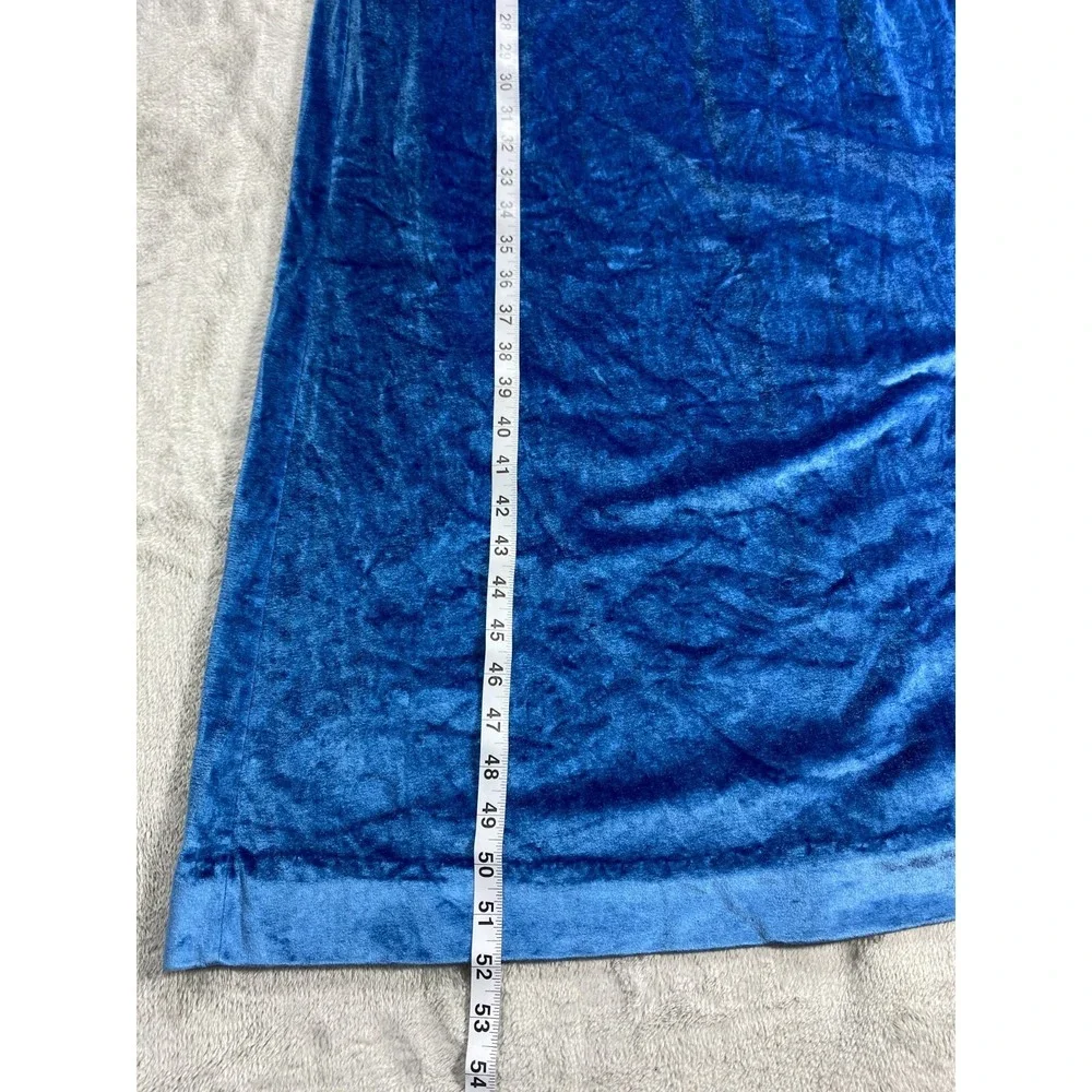 Vintage Gilligan O'Malley Maxi Robe Womens L Blue Velvet‎ Embroidered Nightgown