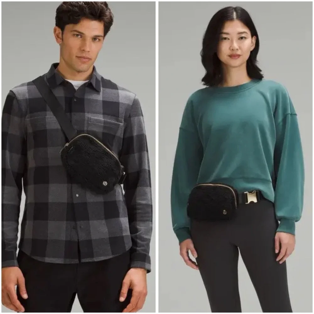 Lululemon Everywhere Belt Bag Sherpa Fleece Black Gold Teddy‎ Shearling Pack