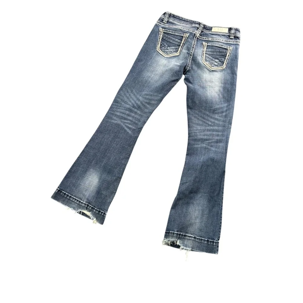 Rock & Roll Cowgirl Jeans Women‎ Flare Distressed Denim Blue 30x29.5