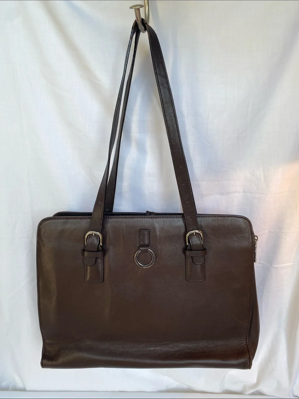 Jack George Classic Dark Brown Leather Shoulder Bag Attaché Computer Briefcase