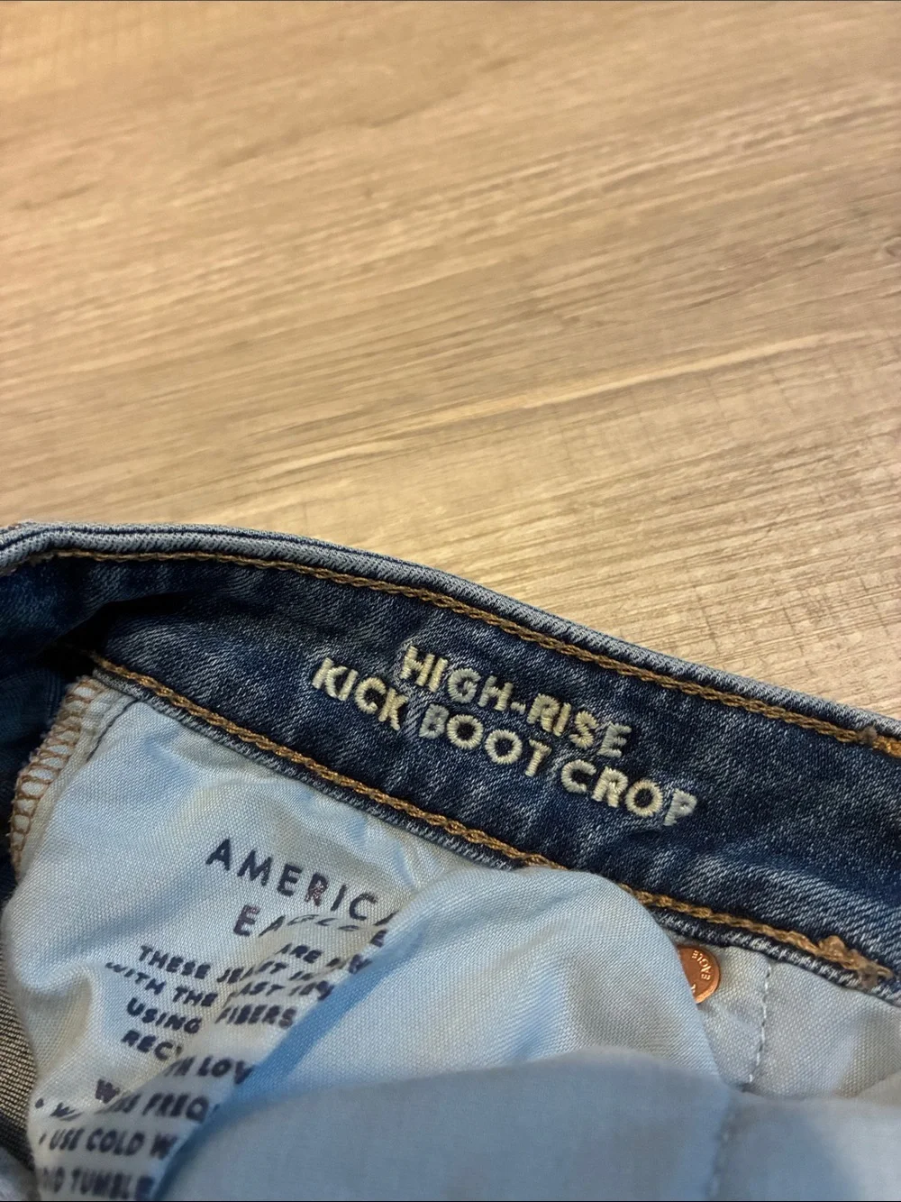 American Eagle Outfitters Dark Blue High-Rise Flare Cropped Jeans