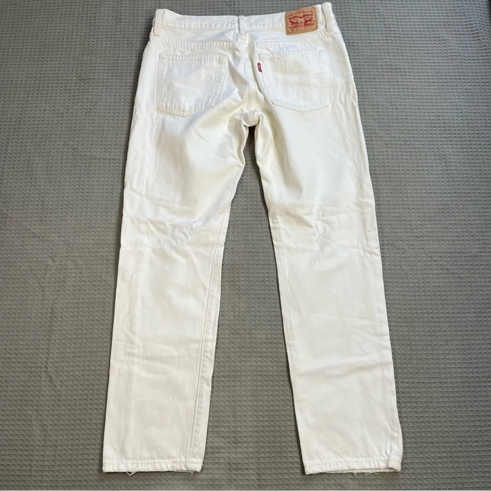 Levi’s 501‎ CT Jeans 26 Womens Custom Tapered Button Fly Distressed White