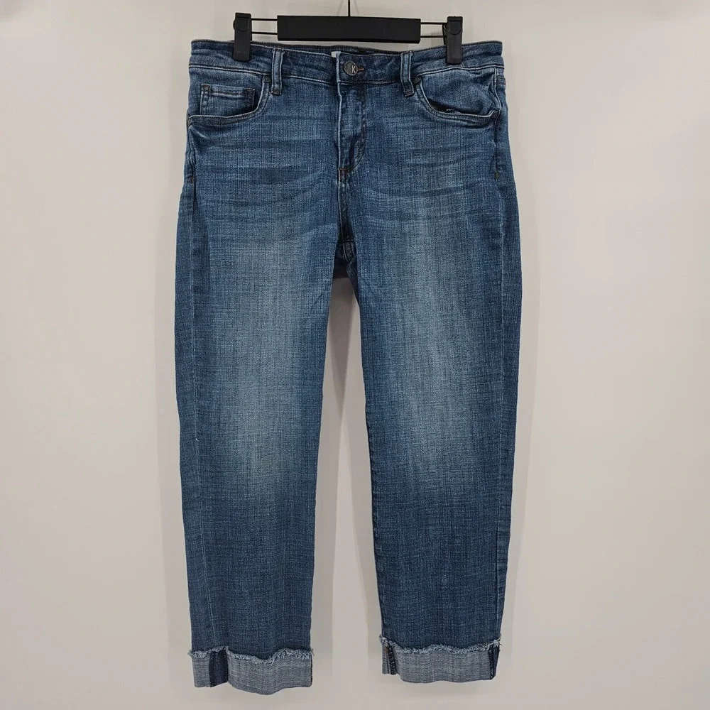 Kut from the Kloth Amy Crop Straight Leg Jeans Blue‎ Medium Wash Size 10 RN58539