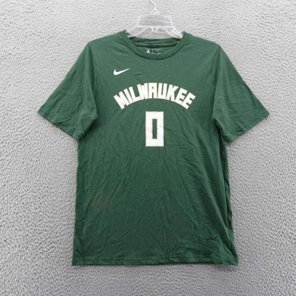 Nike Milwaukee Bucks Damian Lillard 0 NBA‎ Green T Shirt Kids XL NEW
