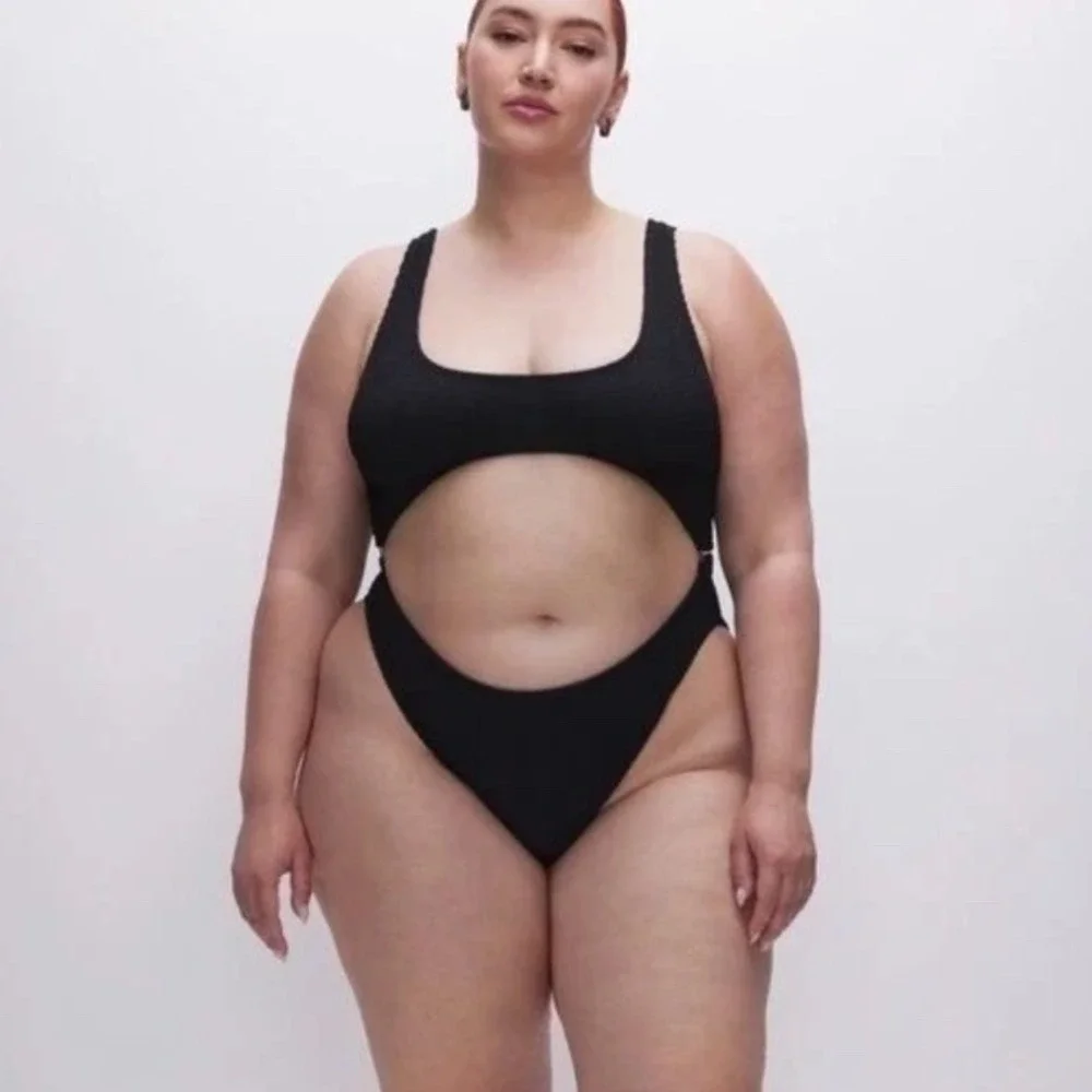 Good American Always Fits Monokini Black 2X 3X NWT Cutout One Piece Swimsuit