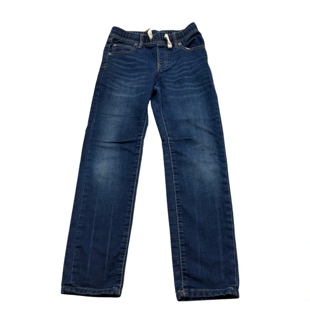 Boys Gap Kids Elastic Waistband Dark‎ Wash Straight Leg Jeans Size Large 9-10