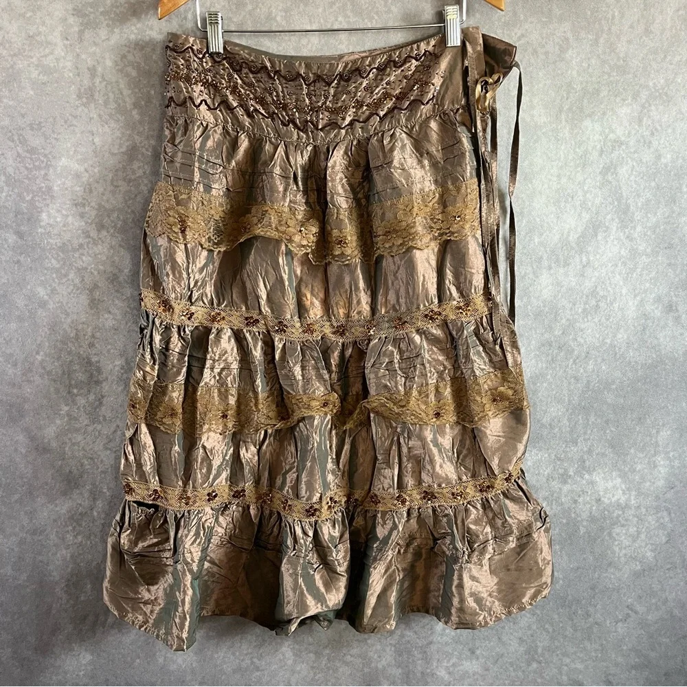 Vintage Banana Midi Skirt Whimsigoth Cottage Core Tiered Boho *See Description*