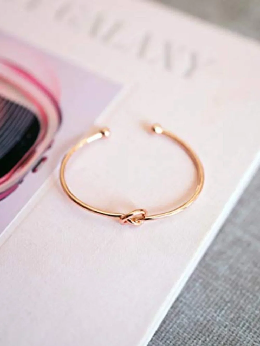 14K‎ Gold Plated Forever Love Knot Infinity Bangle Bracelets for Women Gold