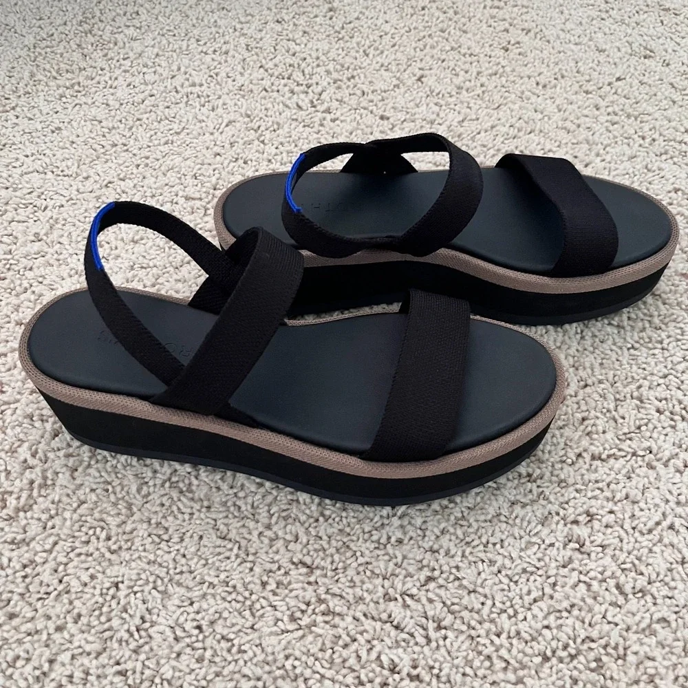 ROTHYS The Lightweight Wedge Platform Sandal Black Women's Size 9 W9