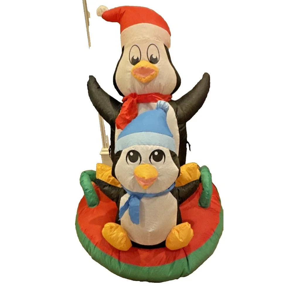 Gemmy Airblown Inflatable Penguins On‎ Tube 4 ft Christmas Holiday Yard Decor
