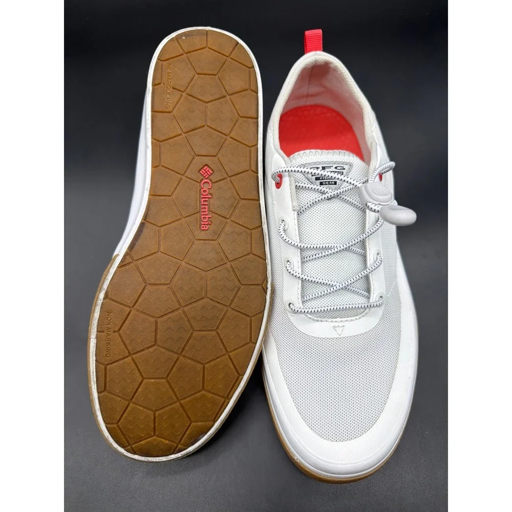 Columbia PFG Tamiami Women 9.5 Wide White Red Fishing‎ Boat Shoes BK1617-100