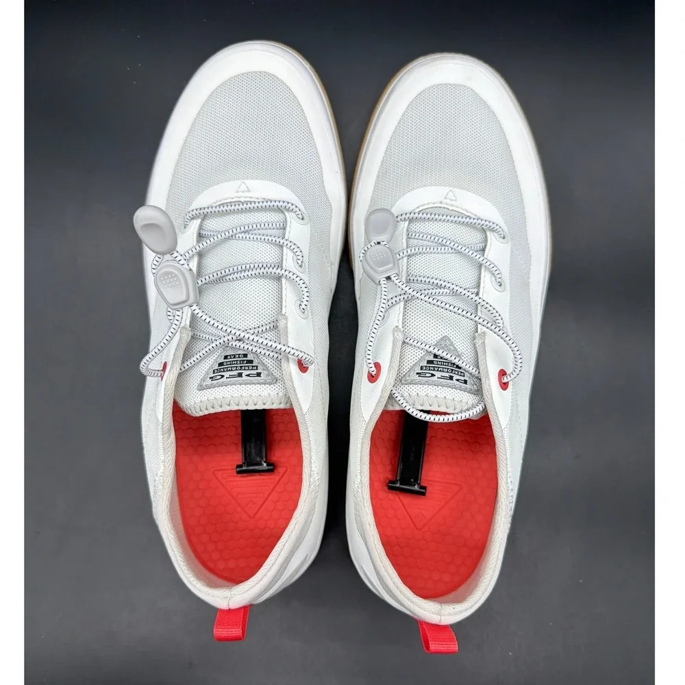 Columbia PFG Tamiami Women 9.5 Wide White Red Fishing‎ Boat Shoes BK1617-100